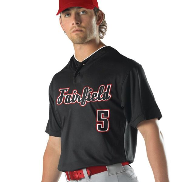 Youth Two Button Mesh Baseball Jersey with Piping Thumbnail