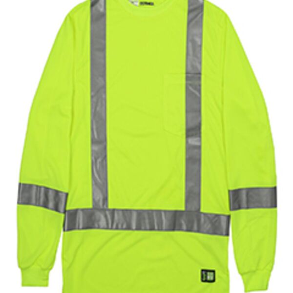 Men's Hi-Vis Class 3 Performance Long Sleeve Pocket T-Shirt Thumbnail